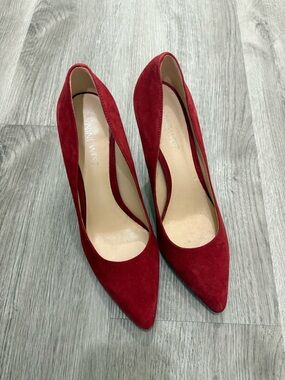 Nine West Red Suede Pointed Toe Pumps
